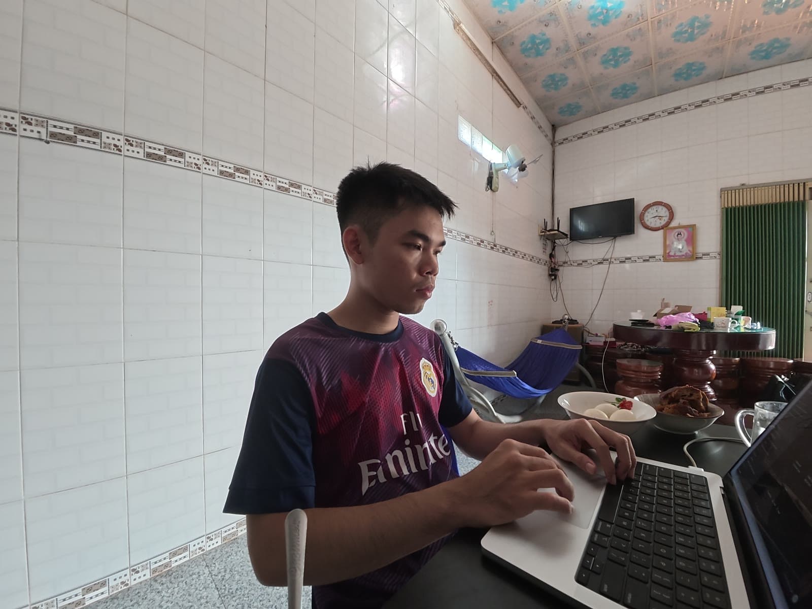 Working from my home desk in the Mekong Delta