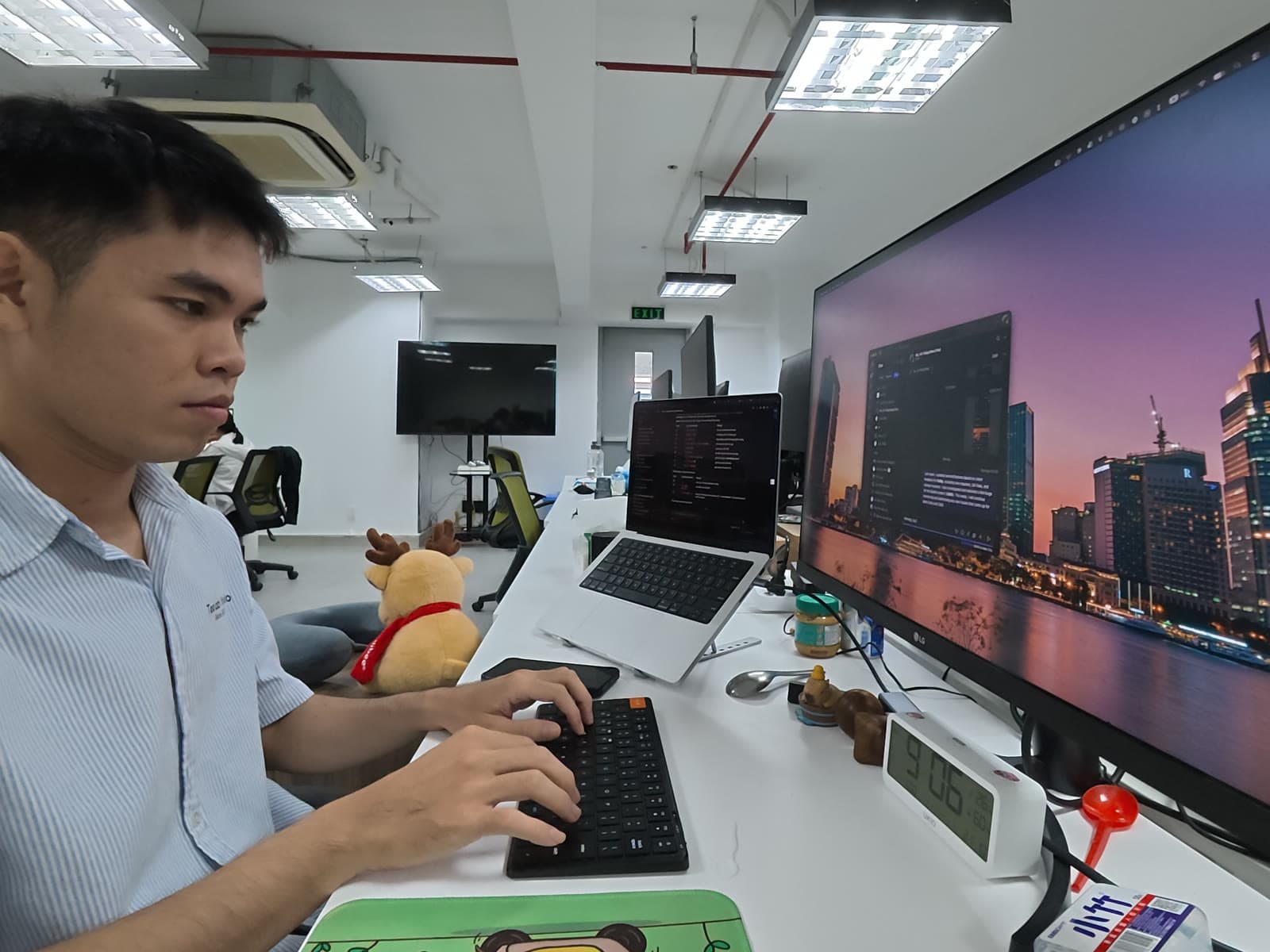 Coding at the office desk